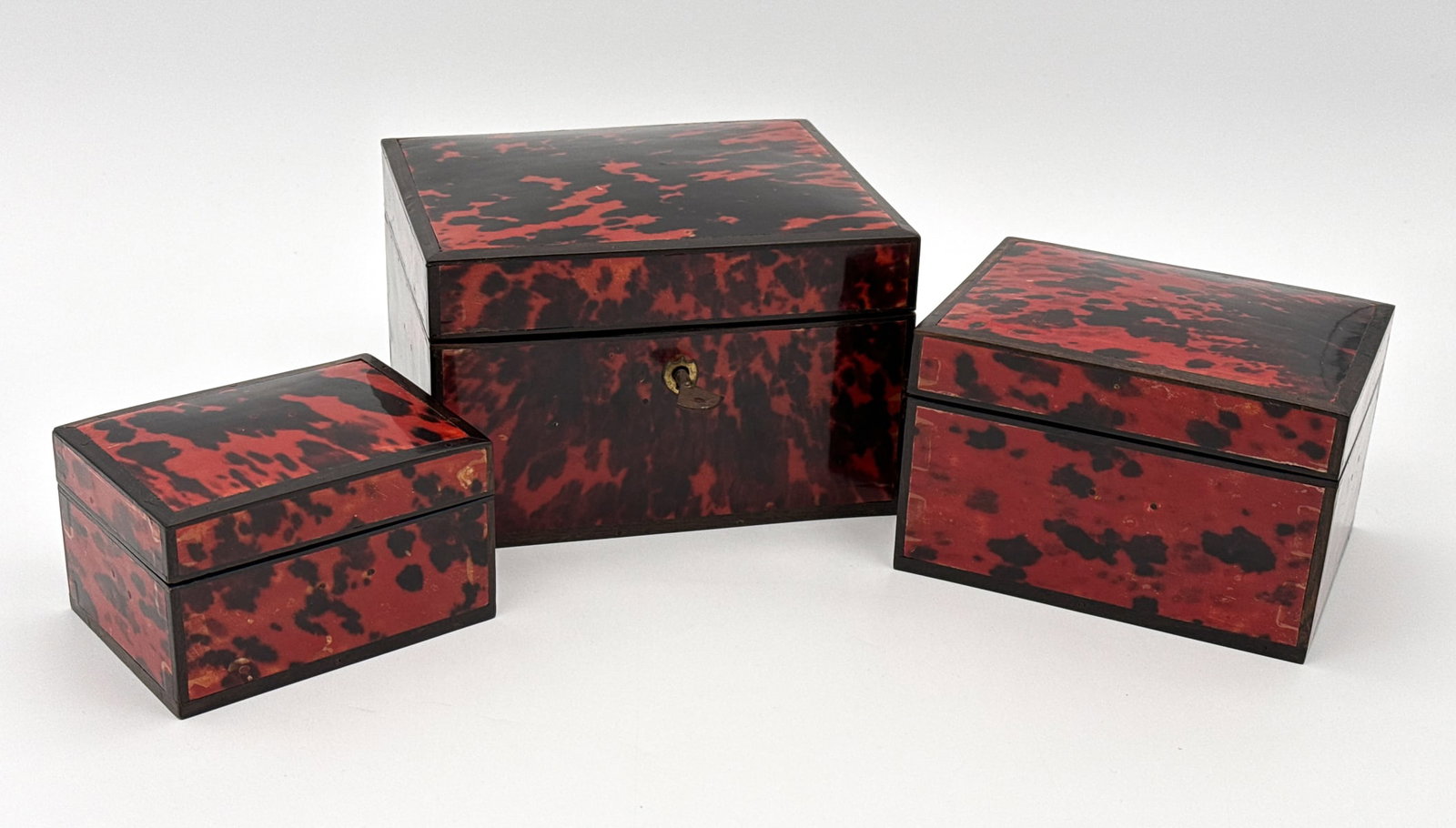 Three Antique Tortoise Shell Humidor Boxes (1 of 7)