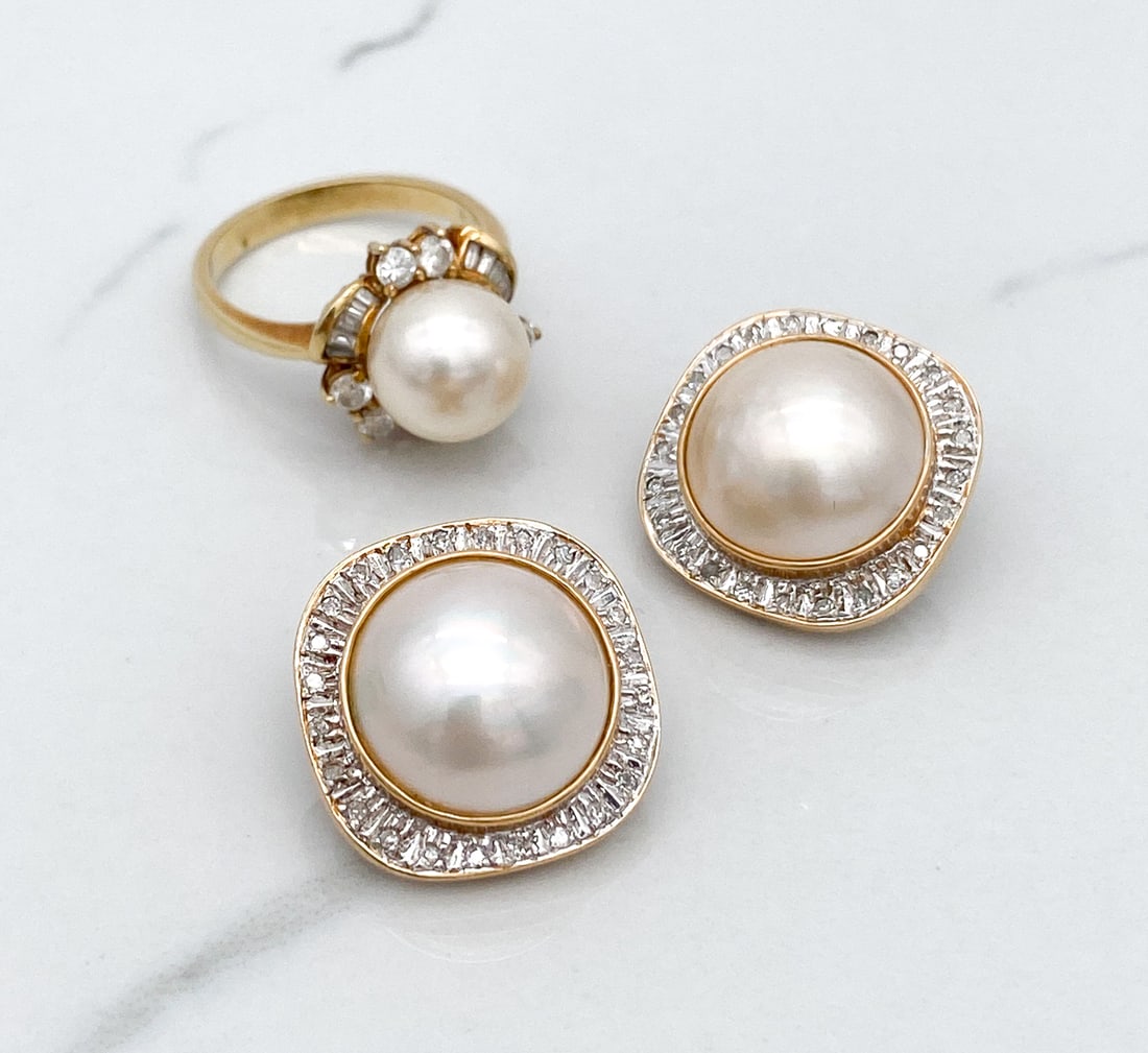 Mabe Pearl Earrings And Pearl Ring (1 of 3)