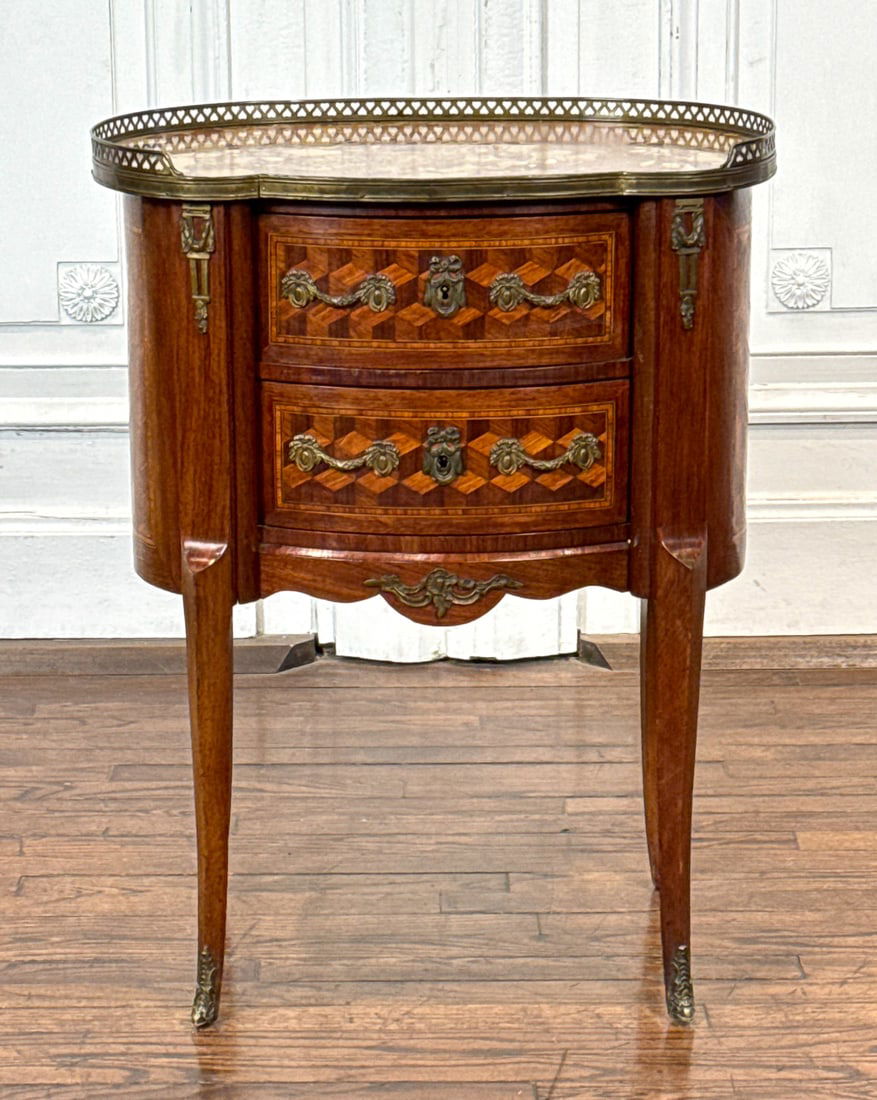 Antique French Parquetry Commode Stand (1 of 9)