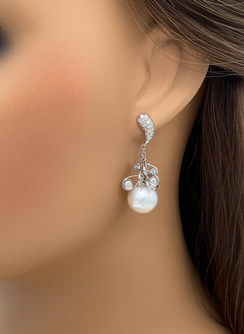Utopia Pearl And Diamond 18k Earrings (1 of 5)