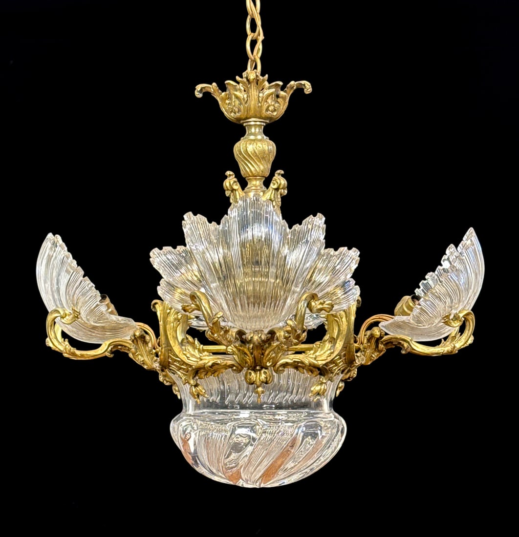 M. LeRolle Freres Bronze And Glass Chandelier (1 of 11)