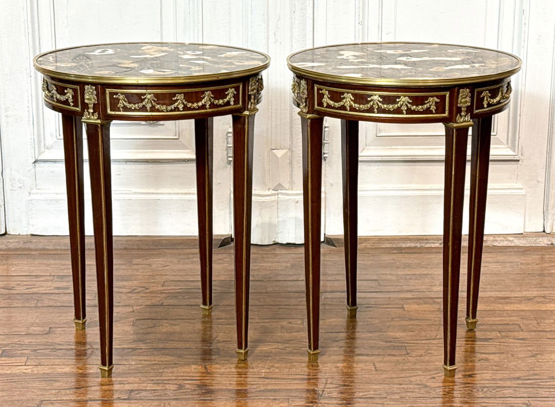 Pair Louis XVI Style Side Tables (1 of 11)
