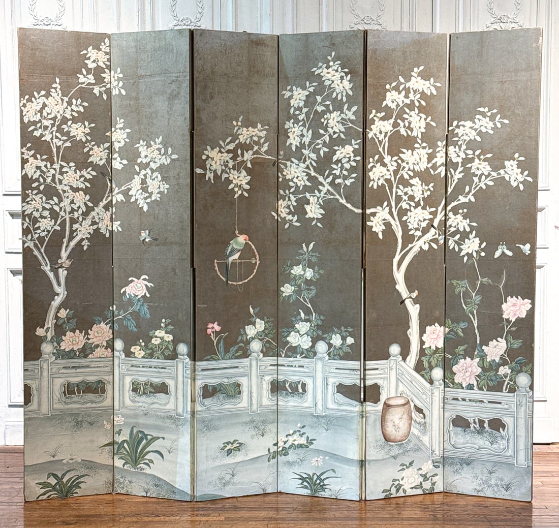 Gracie Large Painted Silver Leaf Floor Screen (1 of 13)