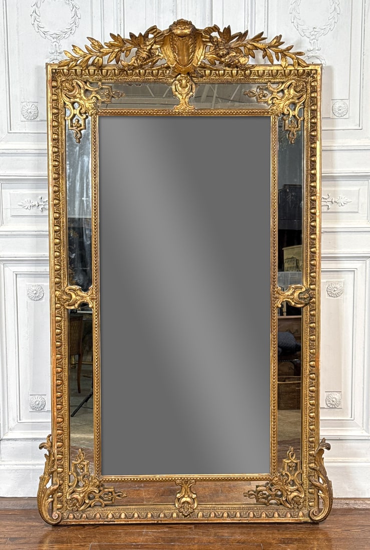 Large Antique Baroque Style Cushion Mirror (1 of 7)