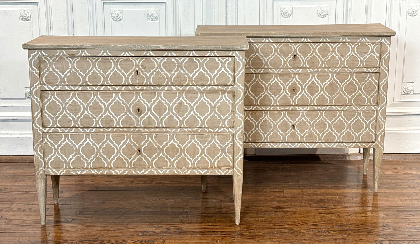 Pair Taupe And White Painted Commodes (1 of 12)
