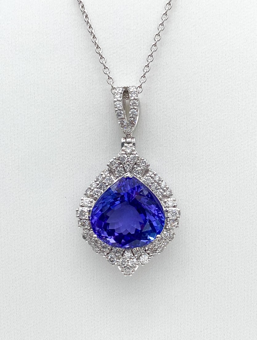 10.12ct GIA Tanzanite And Diamond Pendant, Plat (1 of 7)