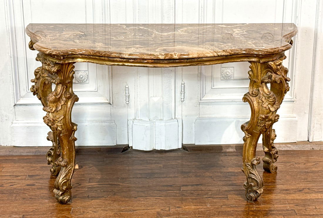 Italian Rococo Giltwood Console Table (1 of 10)