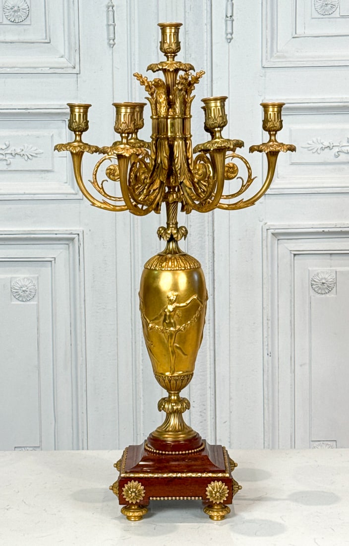 French Bronze Dore & Rouge Marble Candelabra (1 of 7)