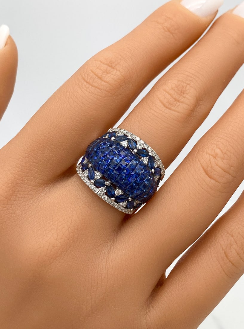 Sapphire And Diamond 18k White Gold Ring (1 of 5)