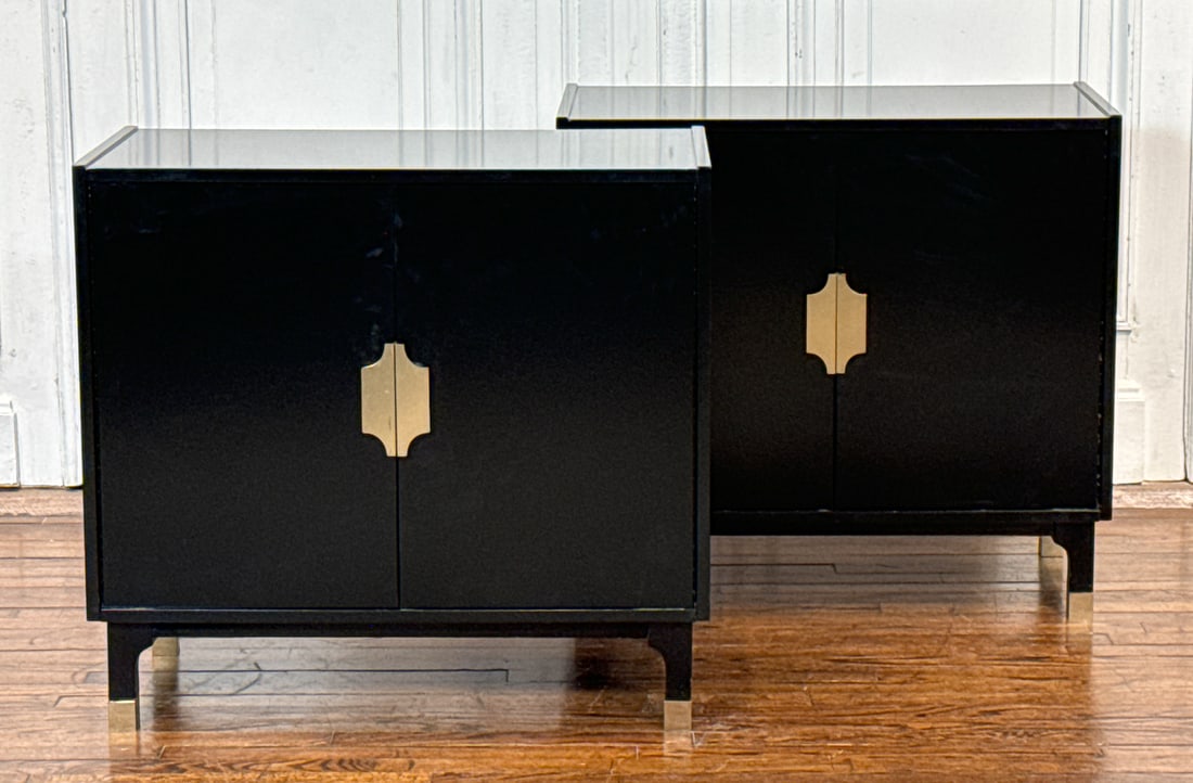 Pair Mid Century Modern Black Painted Cabinets (1 of 10)