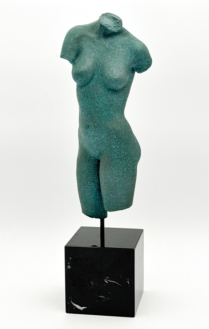 Glenna Goodacre, American, 1939-2020: Glenna Goodacre, American, 1939-2020, Fragment, After The Roman Nude, Bronze, Signed, Dated 1989, And Edition Number 9/35 On Lower Back, Figure 12 X 5 X 2 Inches, Black Marble Base Over Height 17 Inch