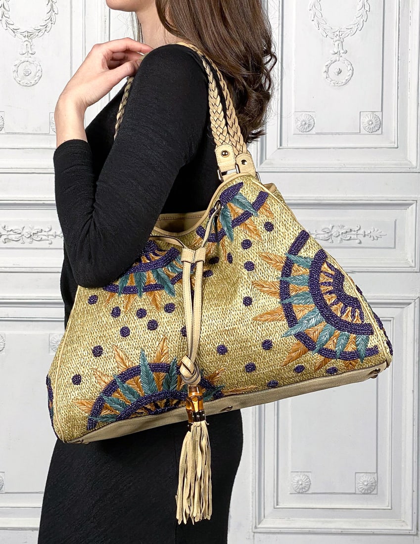 Gucci Ltd. Ed. Peggy Woven Handbag Tote (1 of 7)