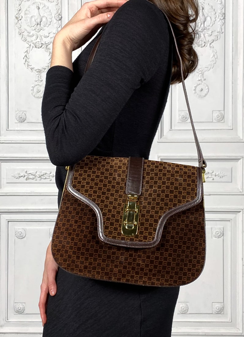 Gucci Suede G Logo Shoulder Bag (1 of 7)