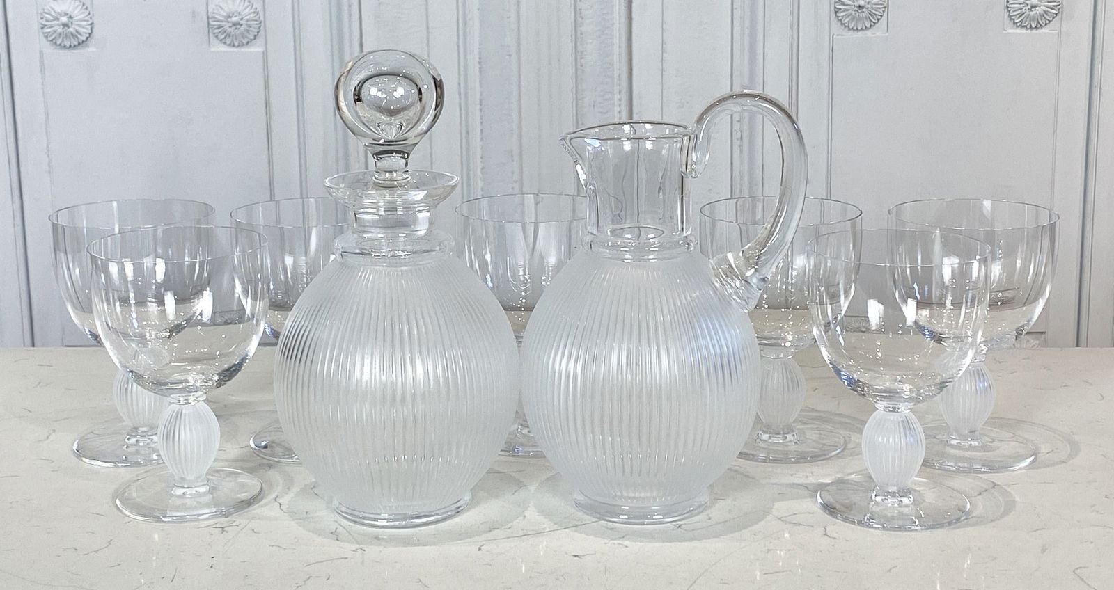 Lalique Langeais Pitcher, Decanter, Glasses Set (1 of 3)