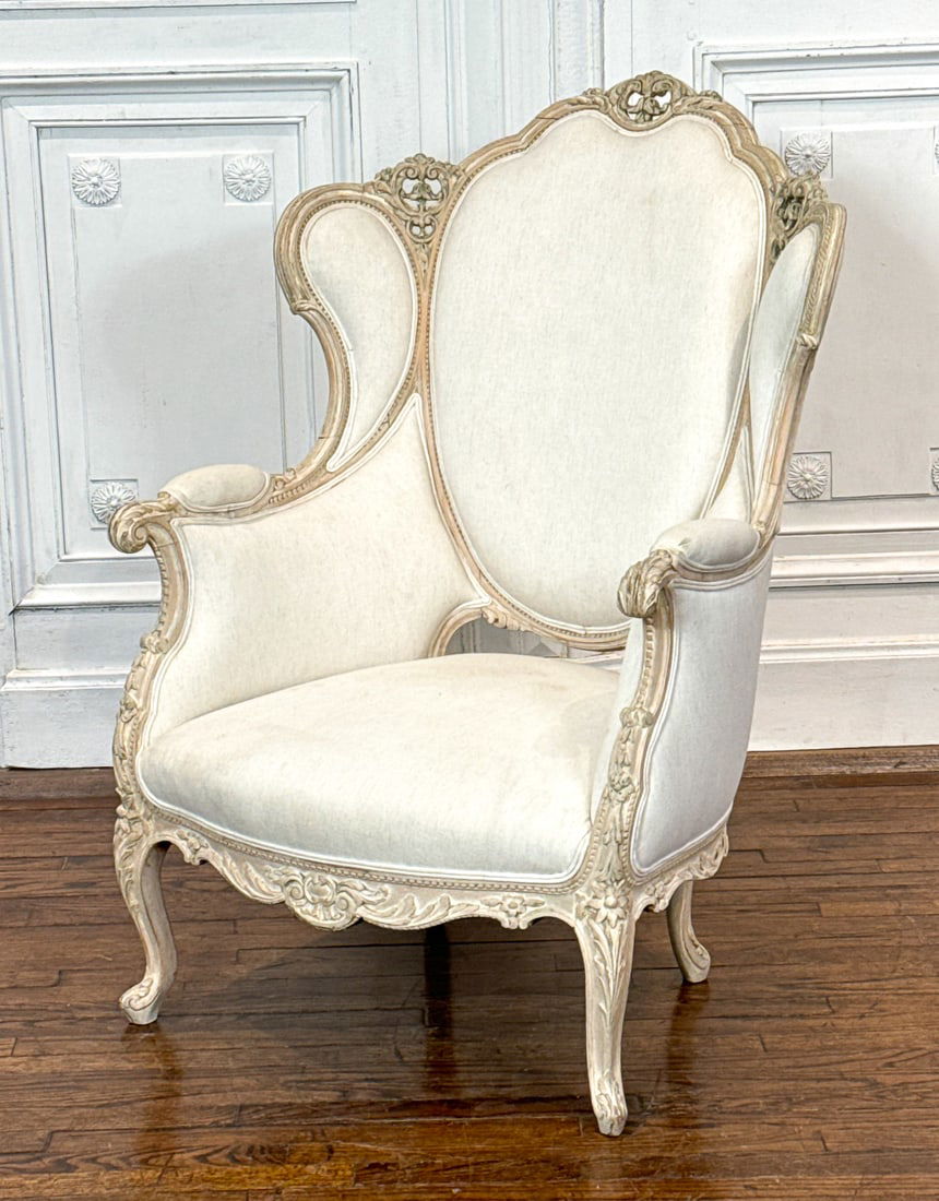 Louis XV Style Whitewash Fauteuil A Oreille (1 of 9)