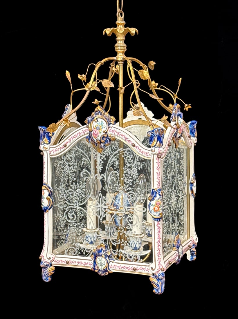 Sevres Style Porcelain And Bronze Lantern (1 of 6)