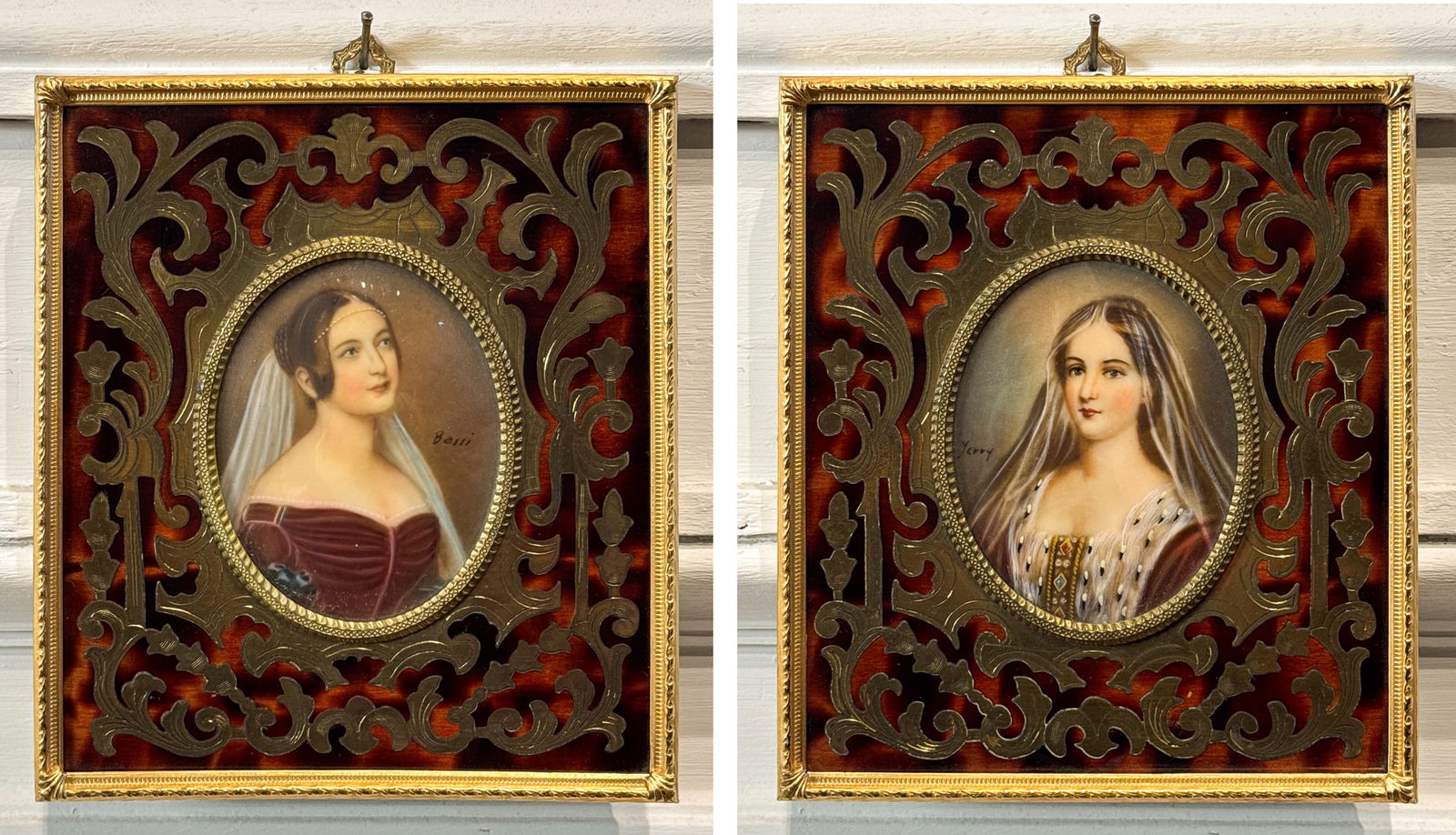 Pair Miniature Portraits In Tortoise Frames (1 of 6)