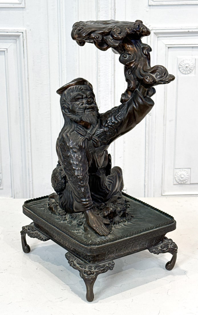 Meiji Bronze Figural Stand (1 of 7)