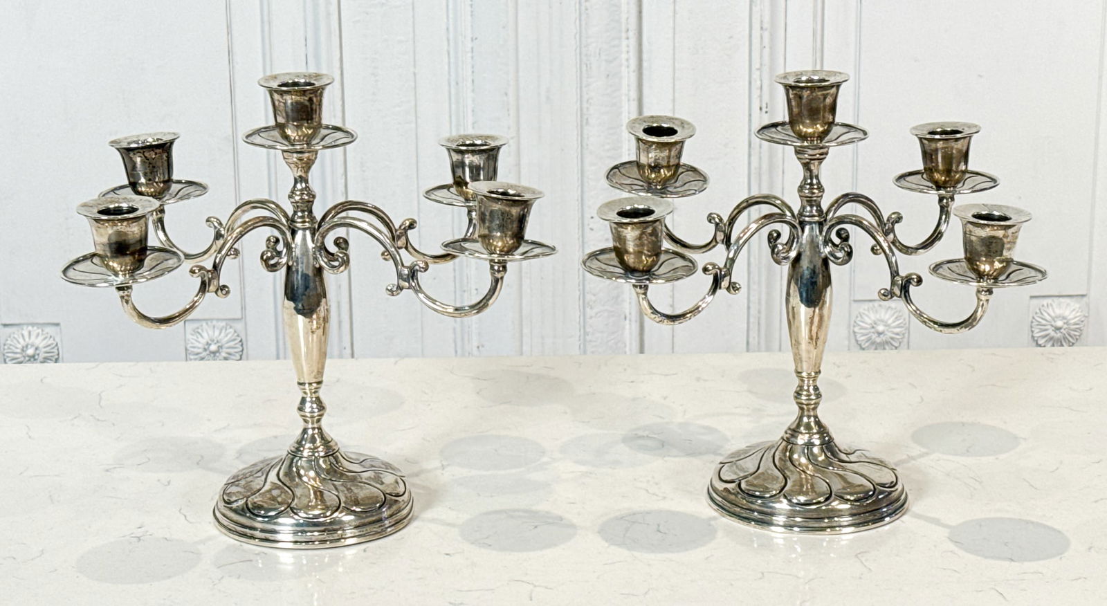 Pair Chilean Silver Candelabra (1 of 6)