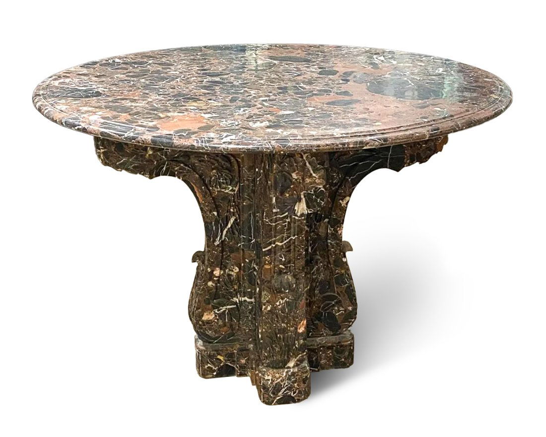 French Style Carved Marble Center Table (1 of 4)