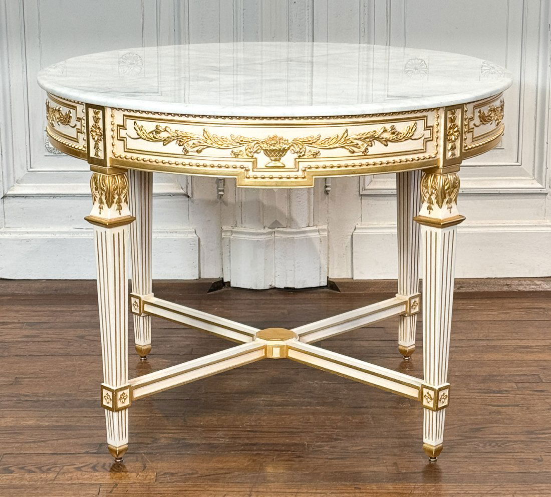 Louis XVI Style Parcel Gilt Center Table (1 of 5)