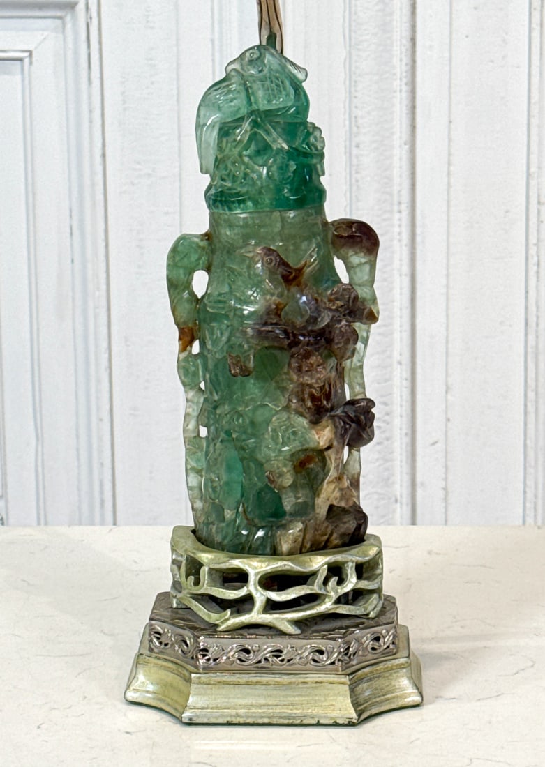 Chinese Serpentine Jade Censer Table Lamp (1 of 8)