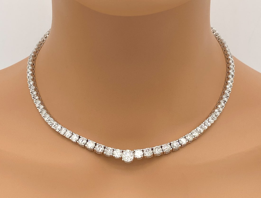 32.49ctw Diamond And Platinum Tennis Necklace (1 of 5)