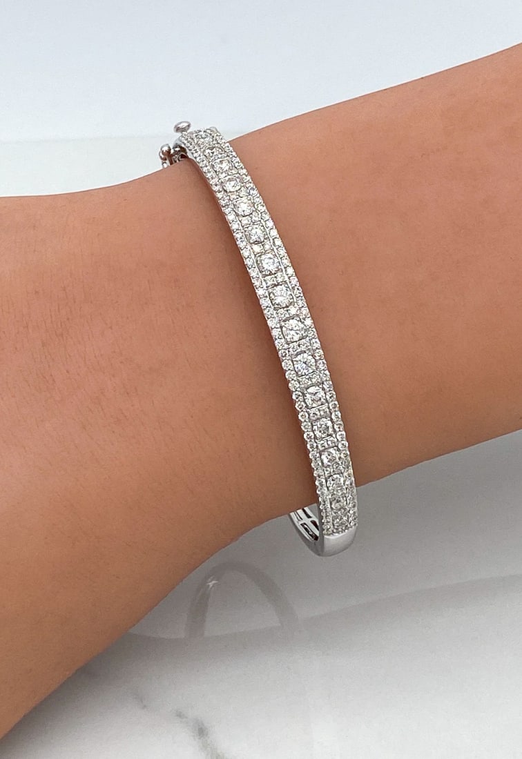 Diamond Bangle Bracelet, 14k White Gold (1 of 5)