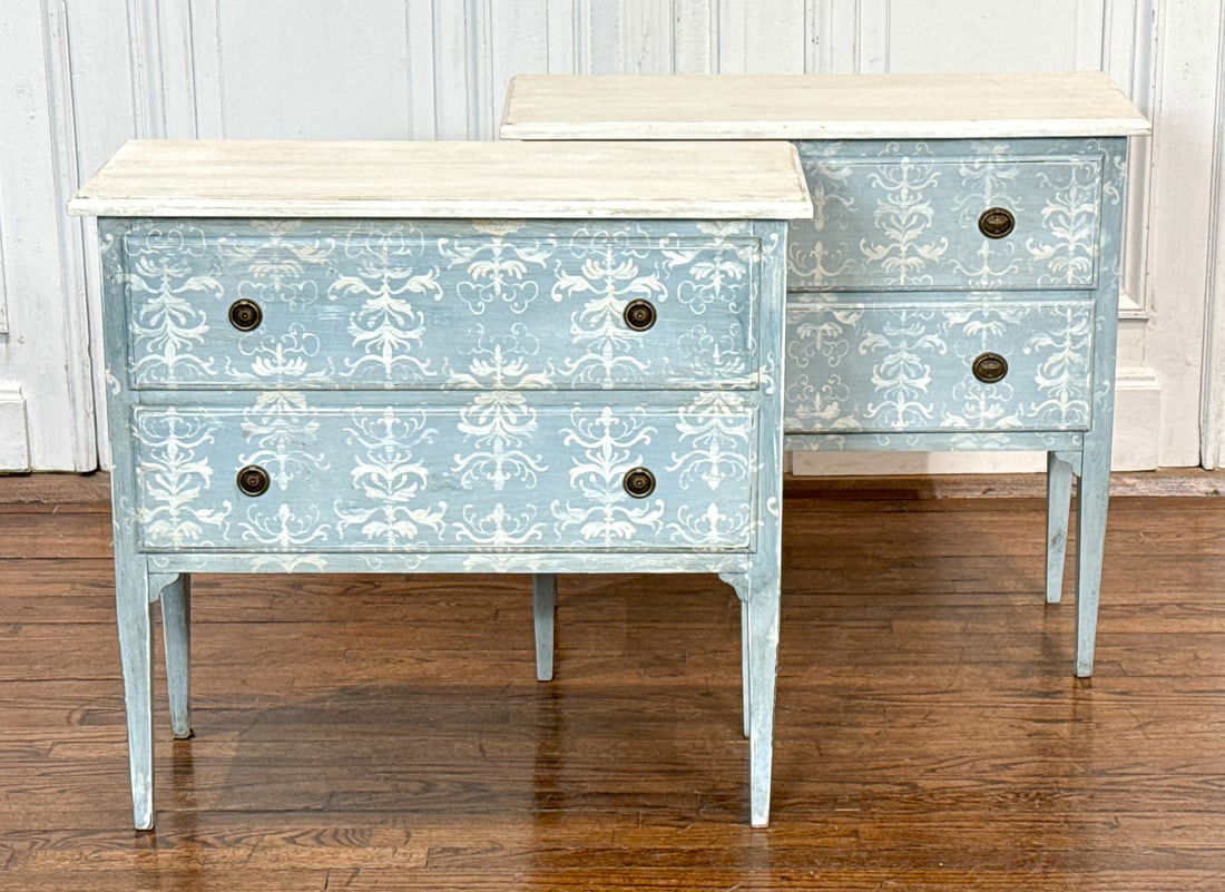 Pair Italian Painted Pine Commodes (1 of 9)