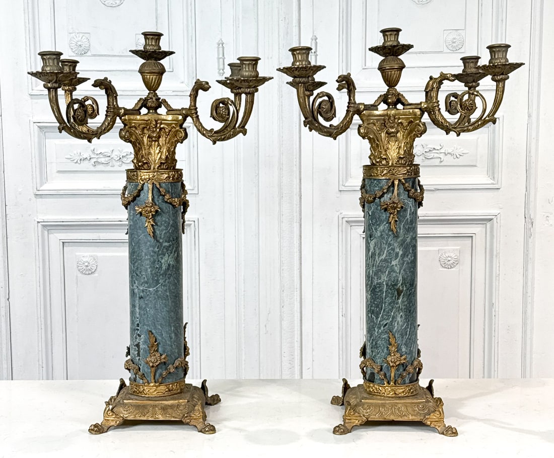 Pair Large Empire Style Bronze Candelabra (1 of 7)