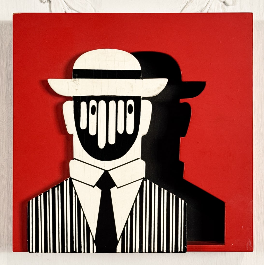 Yannis Gaitis, Greek, 1923-1984: Yannis Gaitis, Greek, 1923-1984. Man In A Hat, Painted Wood Assemblage, Signed And Edition Number 7/25 On Side, Inscribed Verso A. A. 41, 8.75 X 8.75 X 1.5 Inches. See Photos For Additional Condition