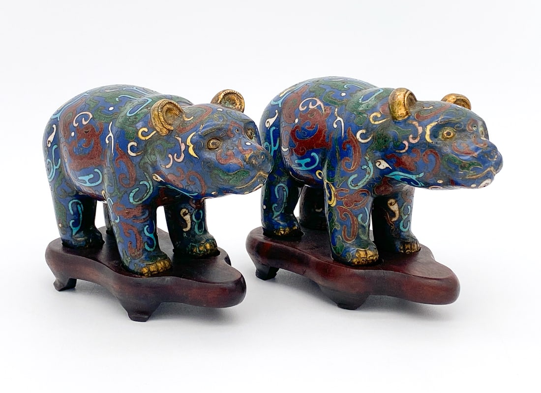 Pair Chinese Cloisonne Bear Figures (1 of 6)