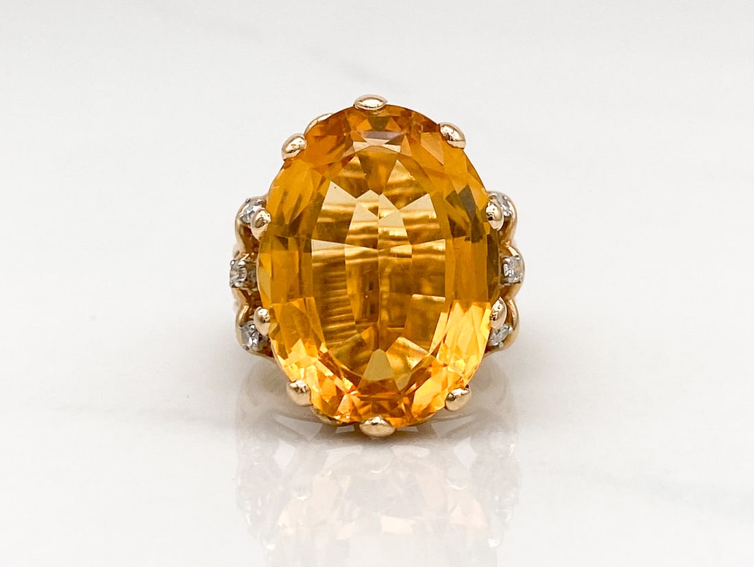 Citrine And Diamond Ring, 18k Yellow Gold (1 of 3)
