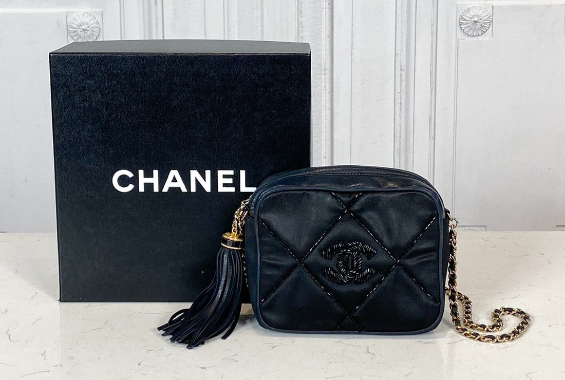 Chanel Satin Beaded Camera Cc Tassel Bag (1 of 6)