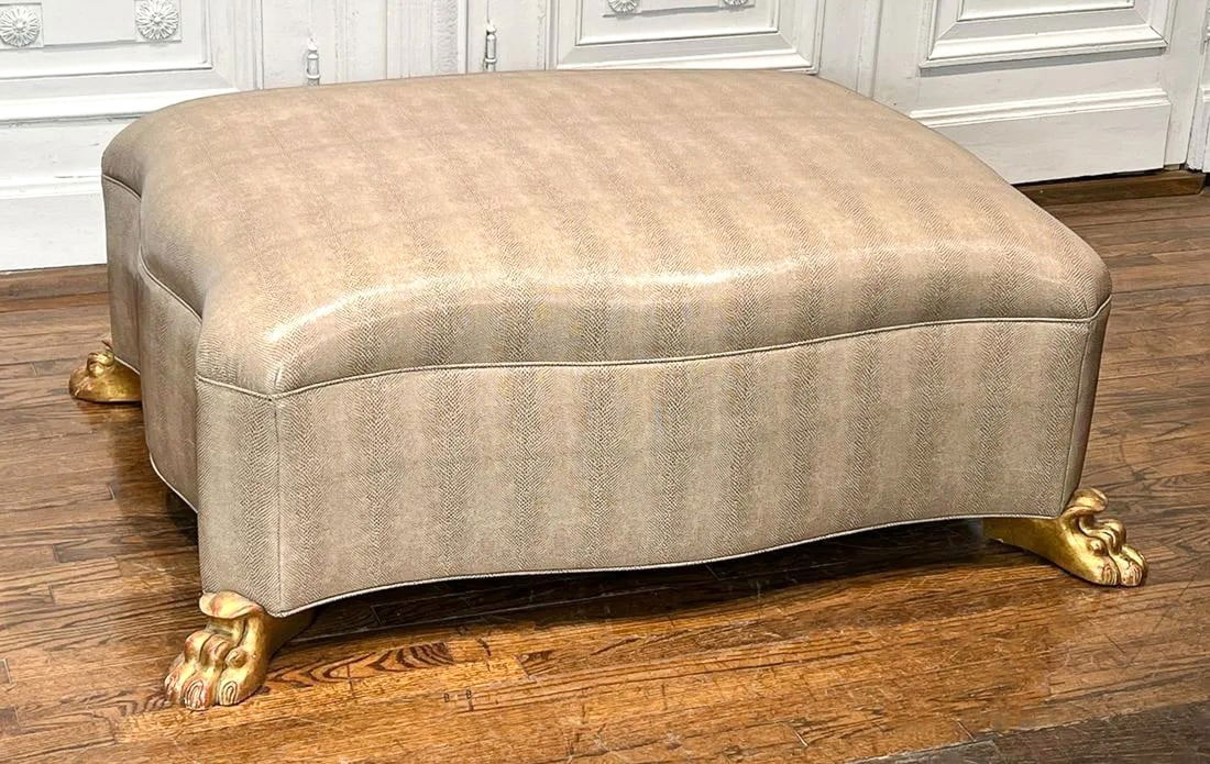 Designer Ottoman With Faux Snakeskin Upholstery (1 of 8)
