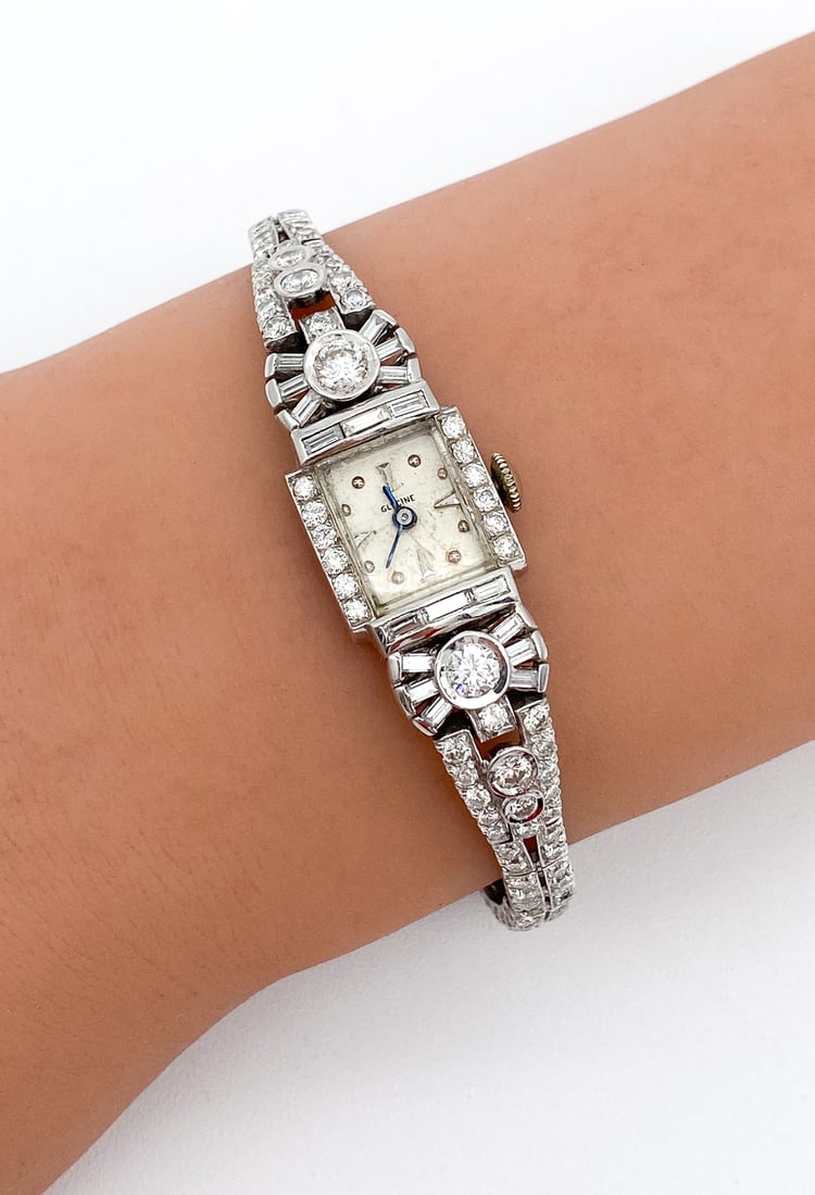 Glycine Antique Diamond & Platinum Ladies Watch (1 of 3)