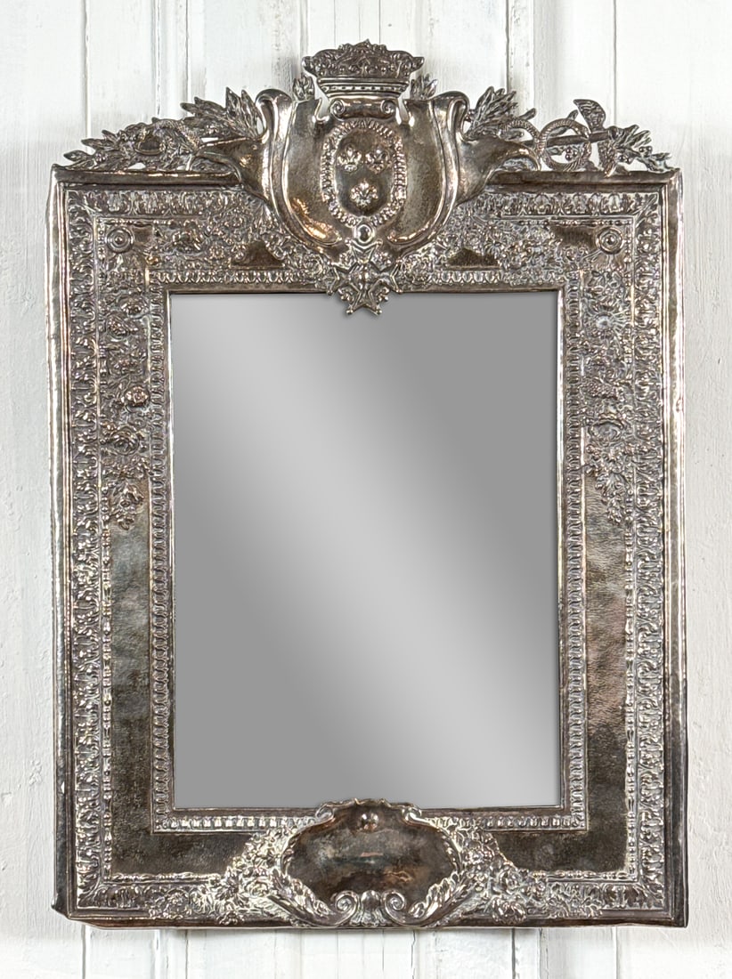 Antique Silver Plate Frame Mirror (1 of 4)
