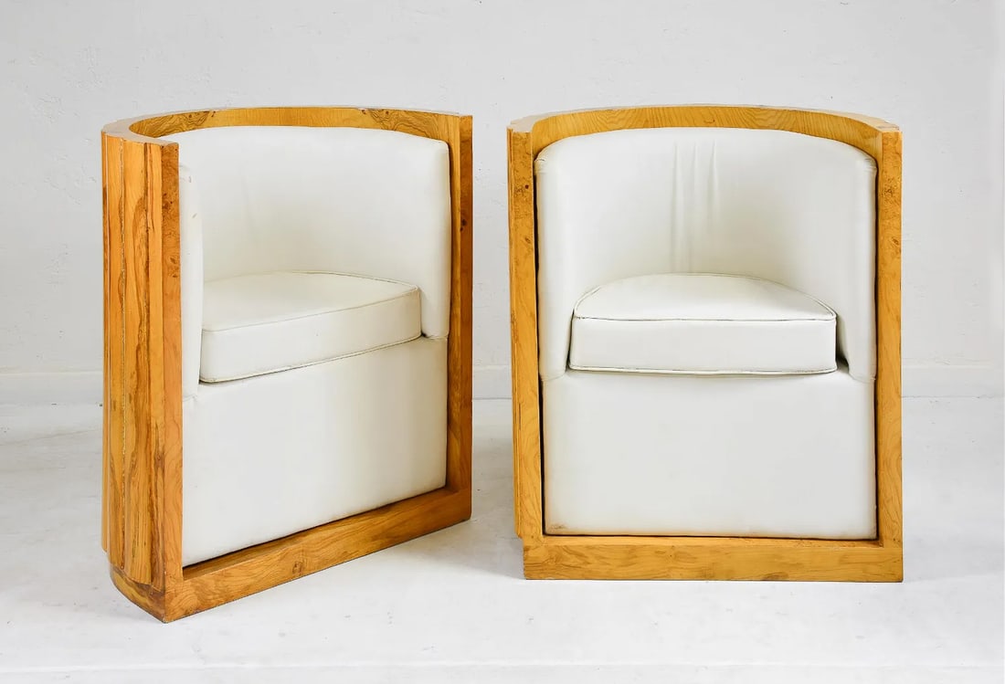 Pair Of Art Deco Style Barrel Back Chairs (1 of 6)