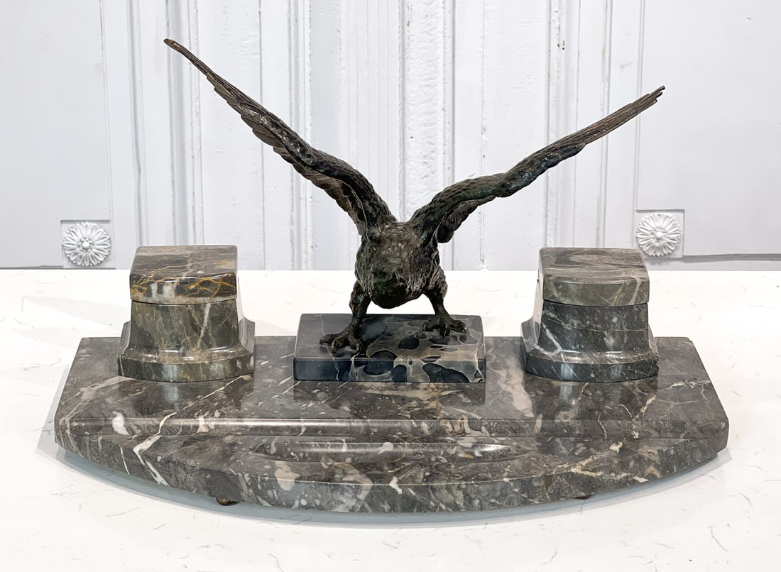 Beaux Arts Bronze Eagle Inkwell Encrier (1 of 9)