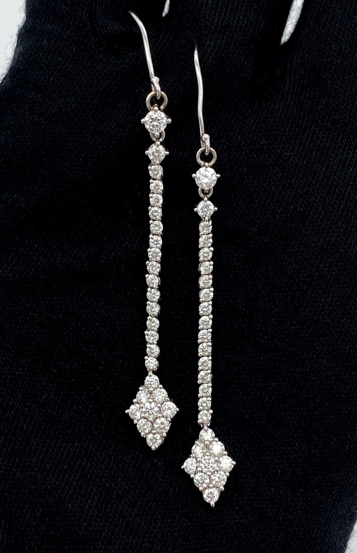 Diamond And 14k White Gold Dangle Earrings (1 of 3)