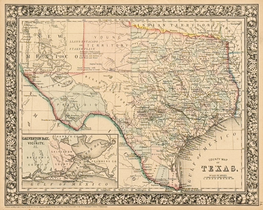 Augustus Mitchell 1860 Map Of Texas (1 of 4)