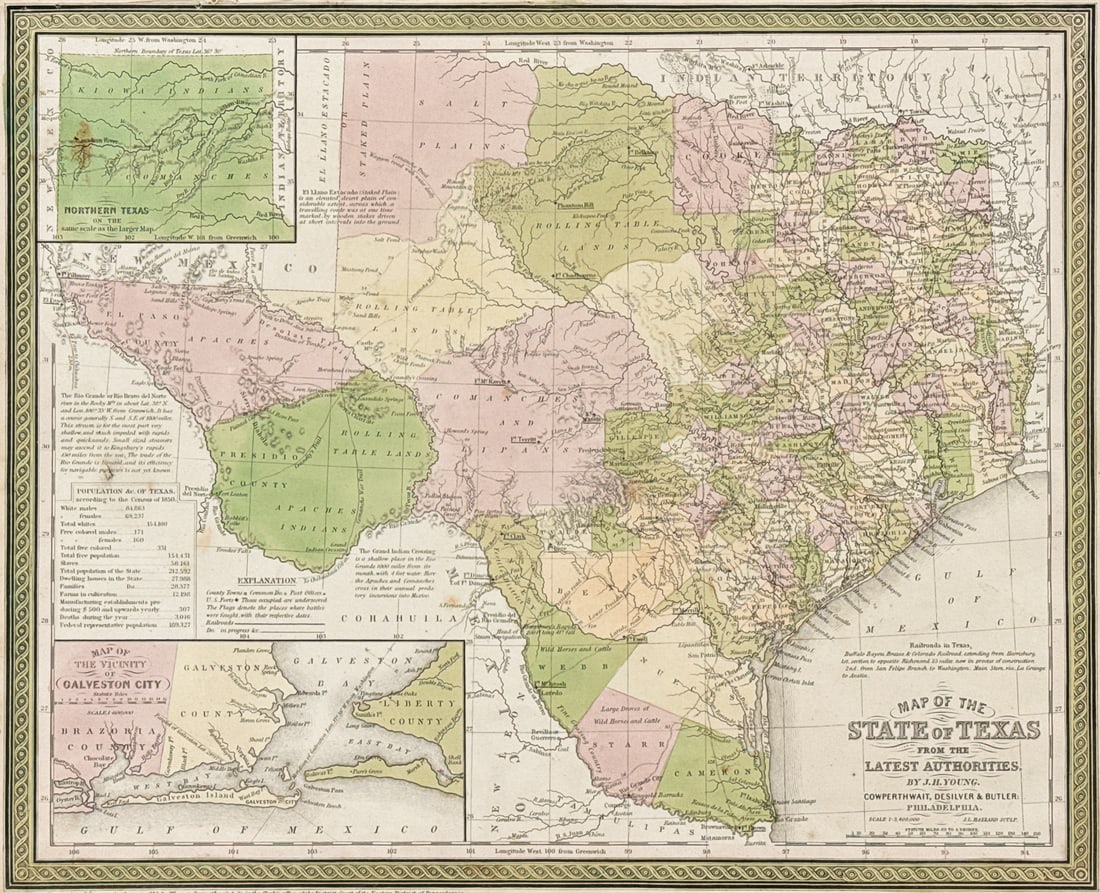 J. H. Young 1850 Map Of Texas (1 of 5)