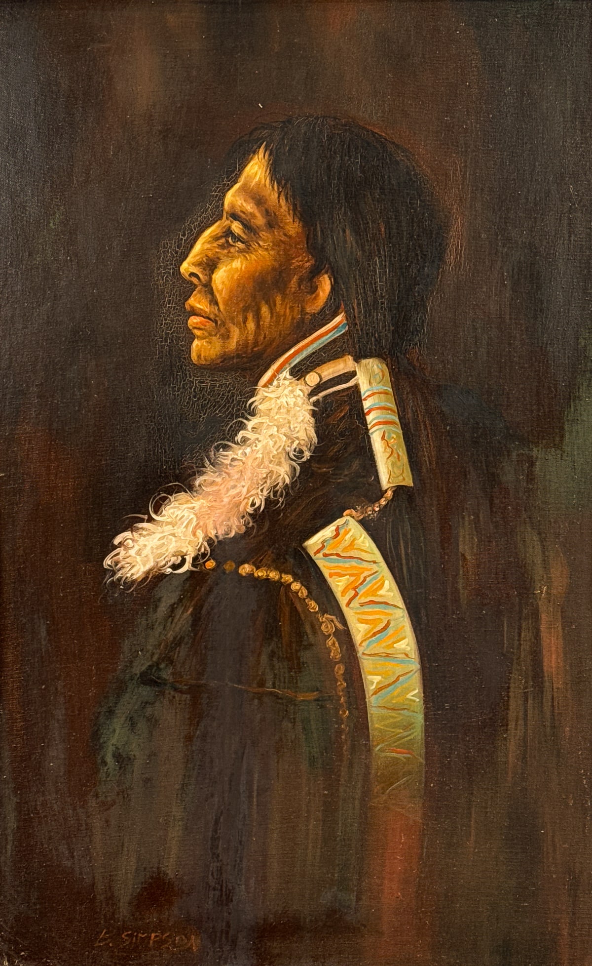 Portrait Of An American Indian Oil Painting (1 of 4)