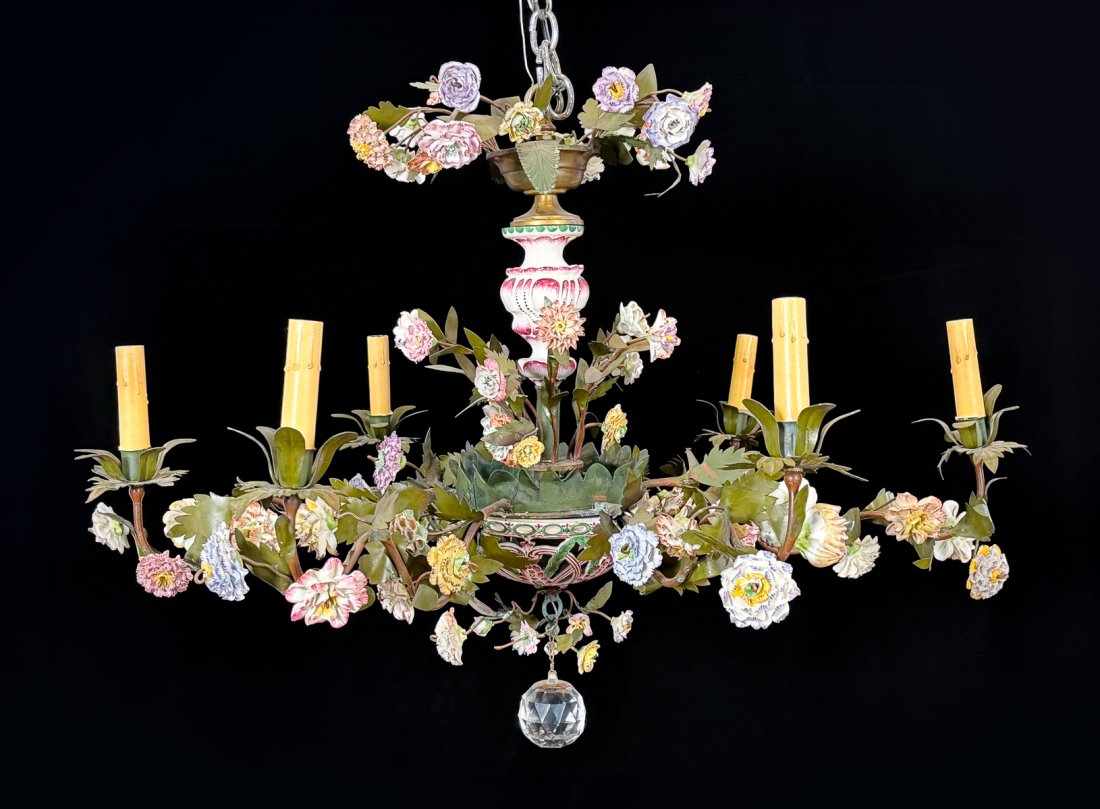 French Porcelain and Tole Chandelier (1 of 5)