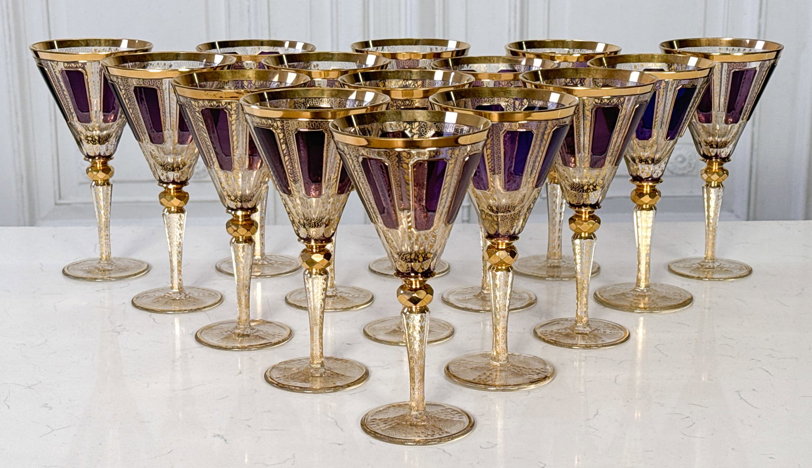 Moser Amethyst Cabochon Glass Goblets (1 of 7)