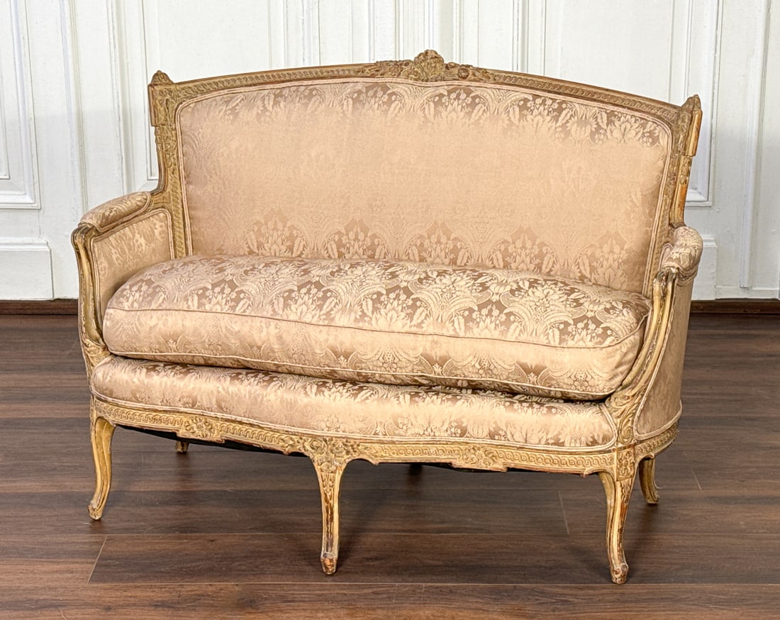 Antique French Louis XVI Fruitwood Settee (1 of 6)