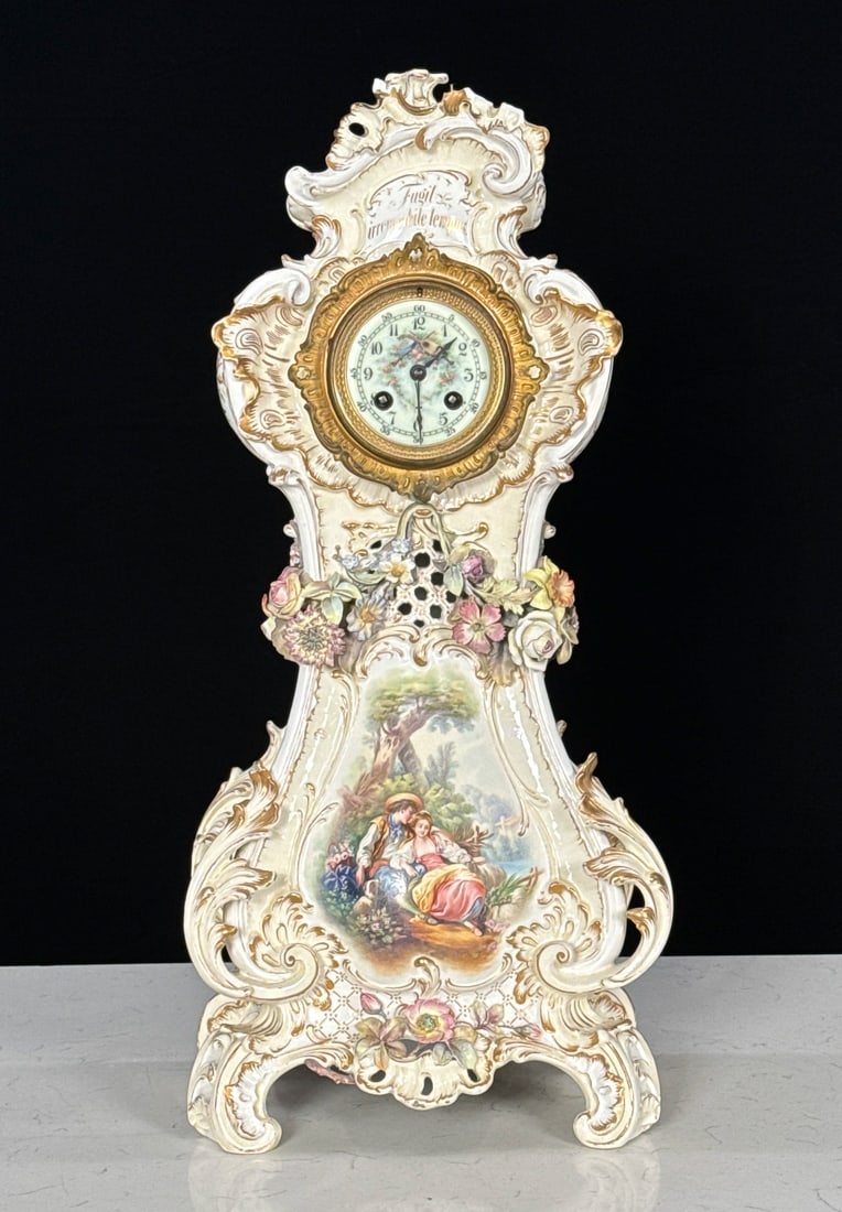 Large German Rococo Style Porcelain Clock (1 of 9)