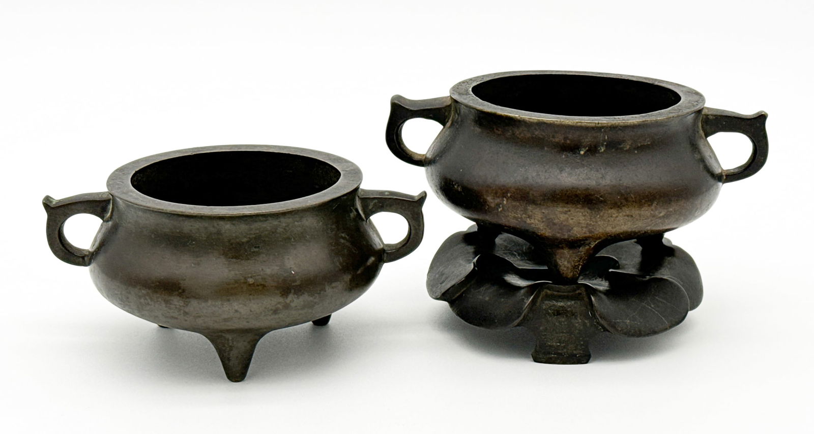 Pair Of Qing Bronze Censers And Base (1 of 9)