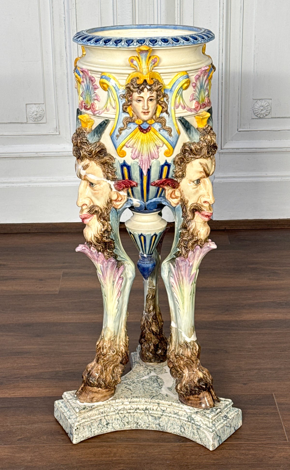 Large Massier Faience Jardiniere Stand (1 of 9)
