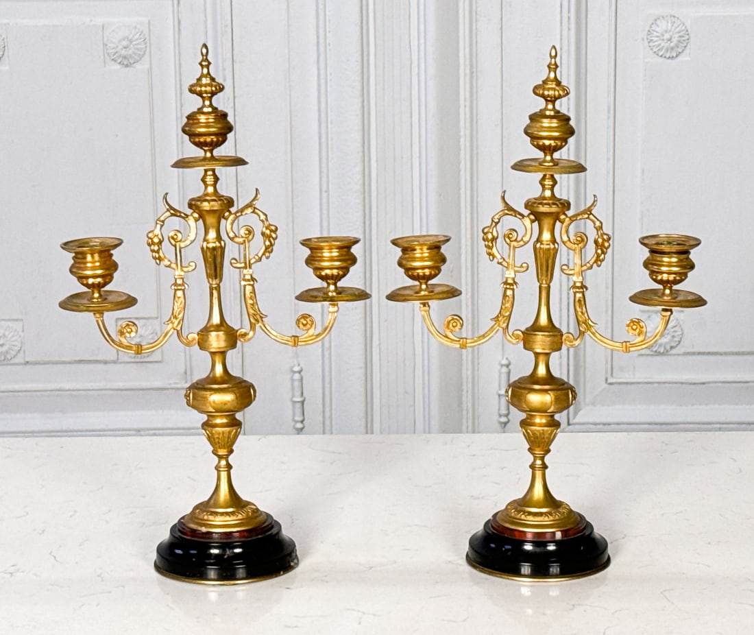 Pair Empire Style Bronze And Marble Candelabra (1 of 5)